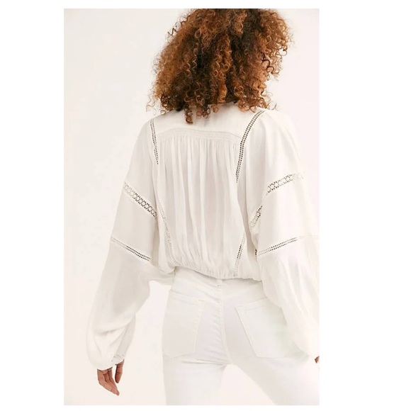 Free People | Billowy Boho Balloon Sleeve Weekend Love Top Periwinkle | M - Picture 4 of 14